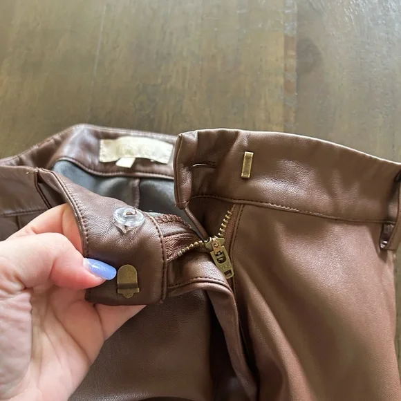 Meshki Tyra straight leg faux leather chocolate brown pants - Picture 7 of 14